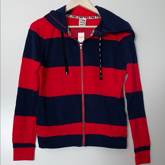 NWT Pink Victoria Secret Small Blue Red Hoddie - Picture 1 of 4
